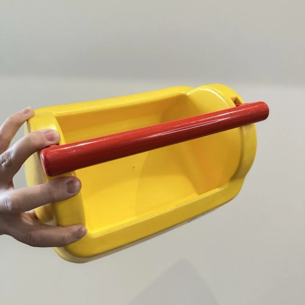 VTG Little Tikes My First‎ Toolbox Carrier Only Yellow Plastic Red Handle 10x8x7